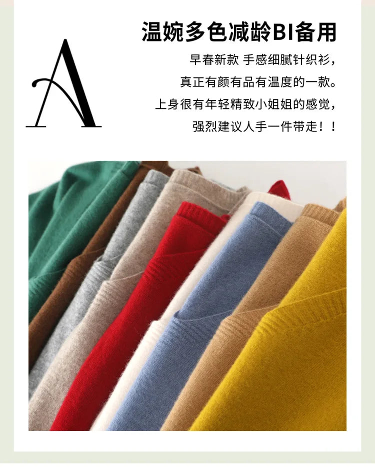 Spring/Summer 2022 Ladies Sweater Pullover Solid Color V-neck Half-sleeved Knitted Cashmere Sweater Thin Casual Top