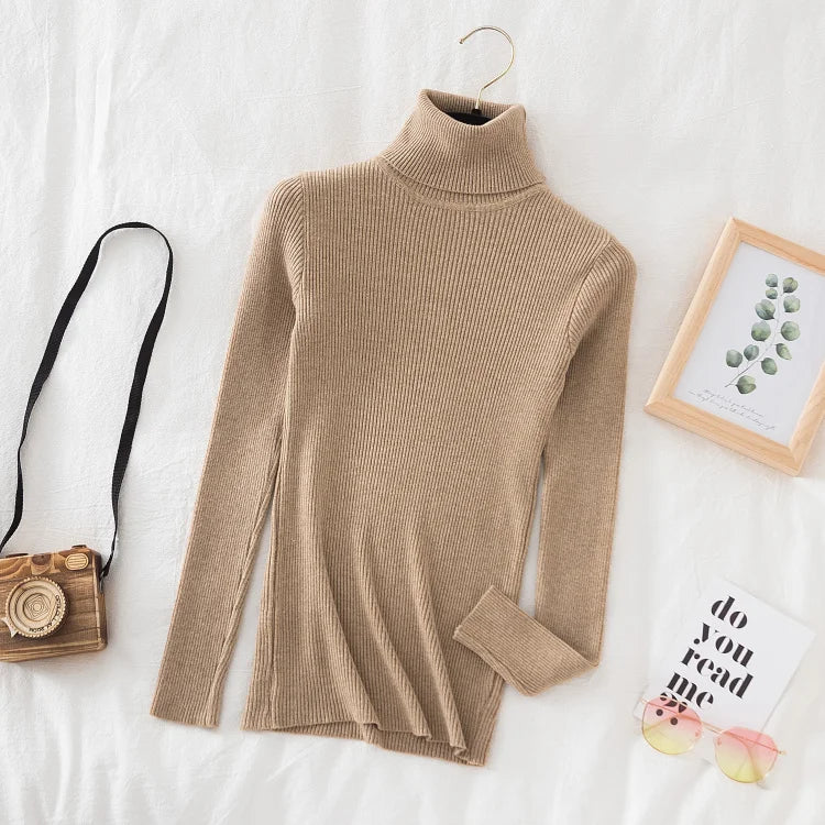 Women Spring Turtleneck Sweater Knitted Soft Pullovers cashmere Jumpers Basic Solid Soft Sweaters Women Autumn Winter Casual Top