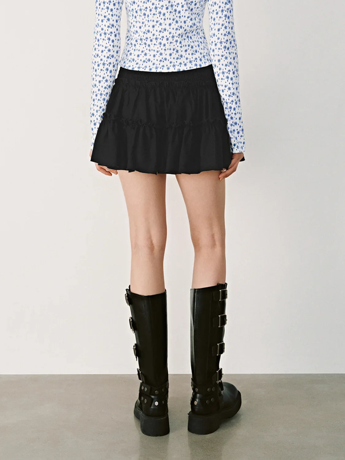 Cyflymder  Elegant Womenswear High Waist Elastic Skort Pants Lined A-Line Short Skort Fashion High Quality Shirred Skort Mini Skirt - Seldom Seen Styles