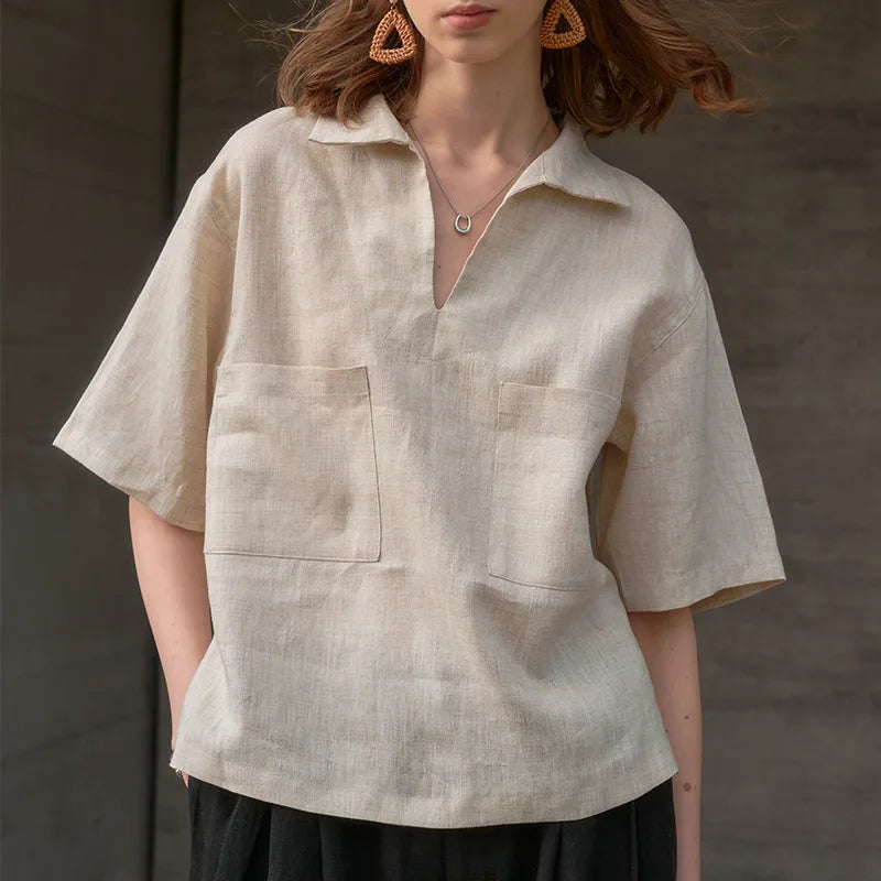 The Easy Linen Polo Top