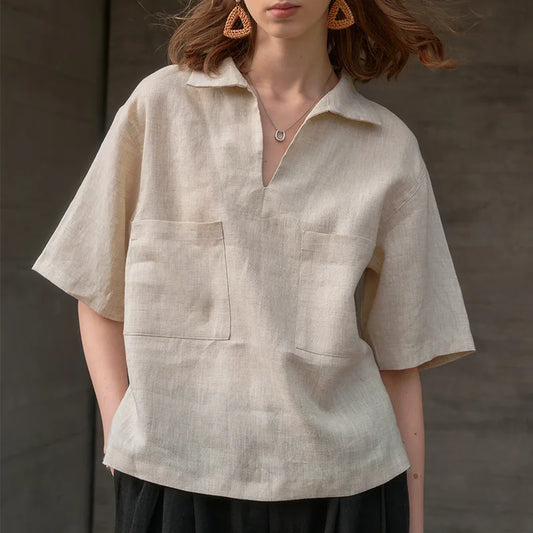 The Easy Linen Polo Top