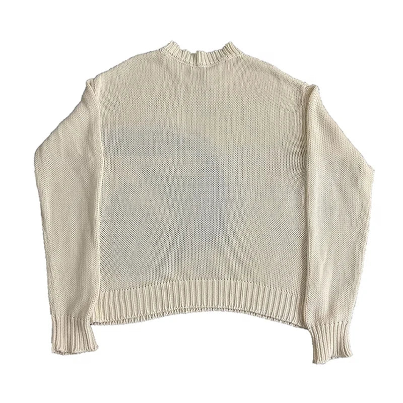 Damtröja Aphex Twin Knit Y2k hösttröja Långärmade toppar Vintage stickade kläder Jumper Streetwear Koreanska damkläder