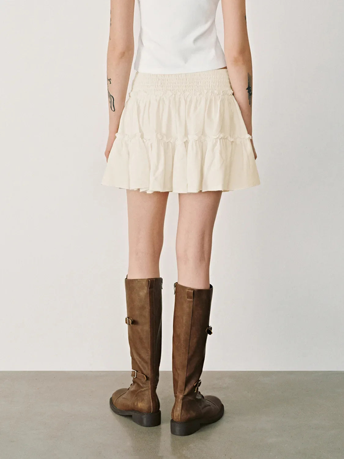 Cyflymder  Elegant Womenswear High Waist Elastic Skort Pants Lined A-Line Short Skort Fashion High Quality Shirred Skort Mini Skirt - Seldom Seen Styles