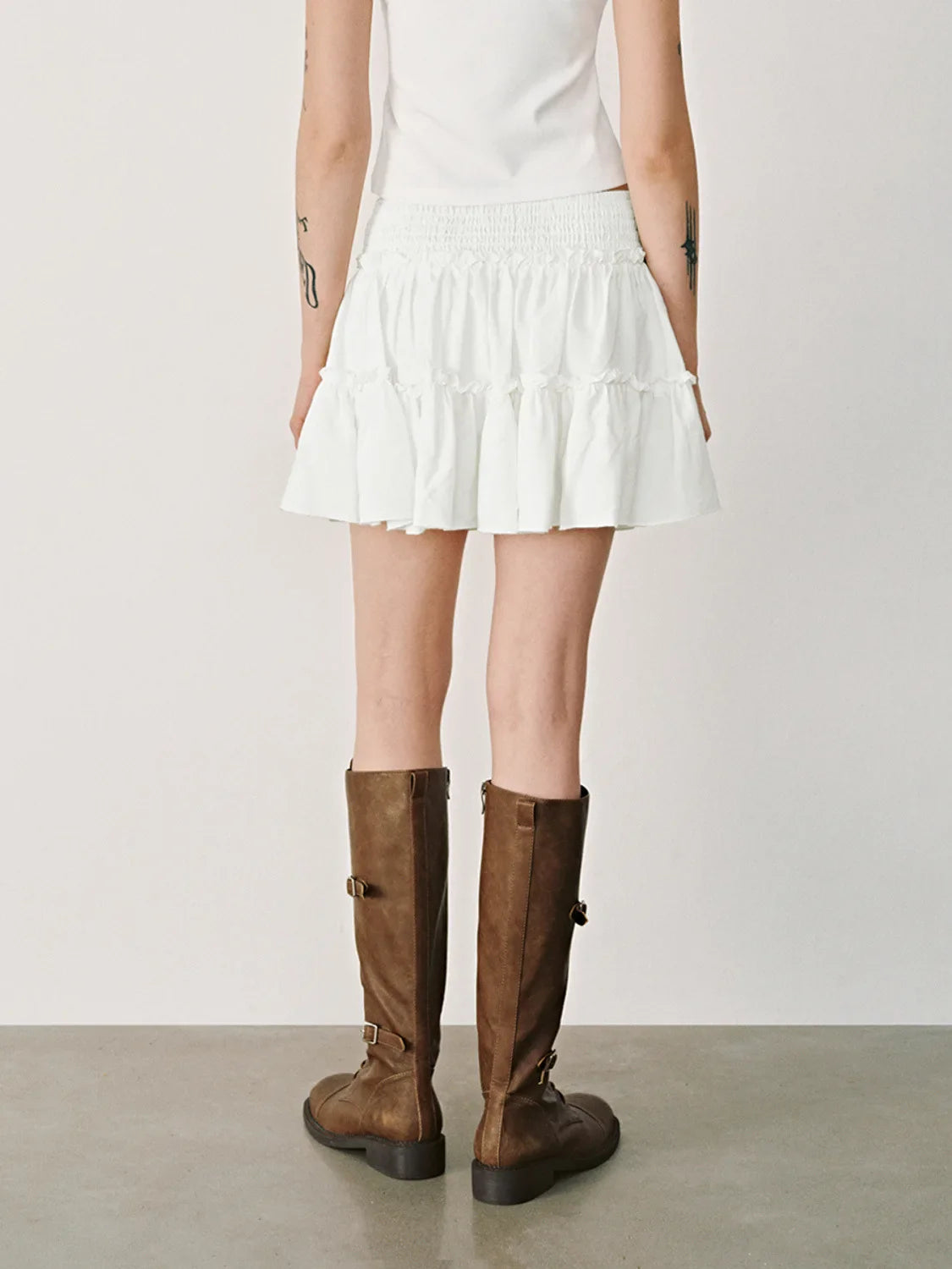 Cyflymder  Elegant Womenswear High Waist Elastic Skort Pants Lined A-Line Short Skort Fashion High Quality Shirred Skort Mini Skirt - Seldom Seen Styles