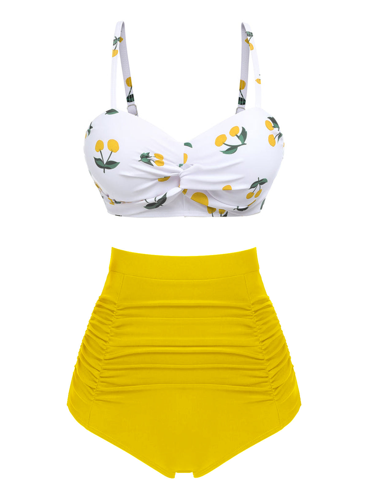 2PCS 1950s Cherry Spaghetti Strap Bikini Set - Seldom Seen Styles