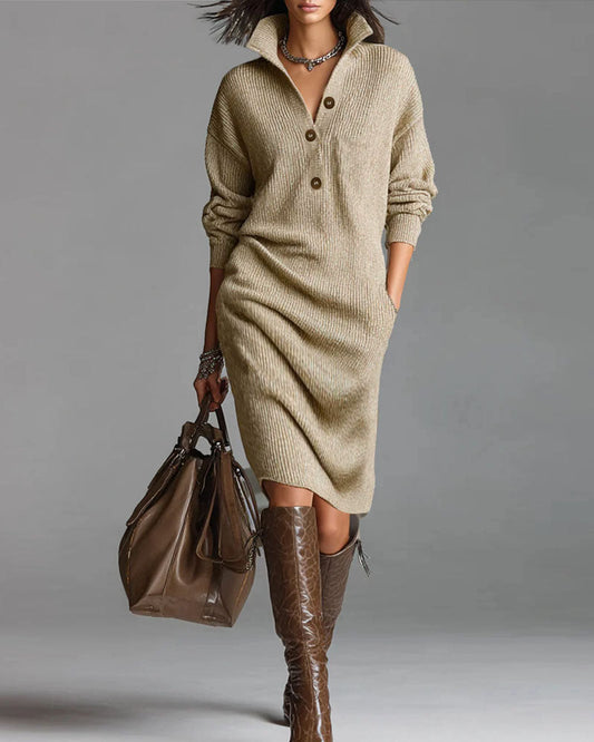 Elegant Pullover Knit Midi Dress - Seldom Seen Styles