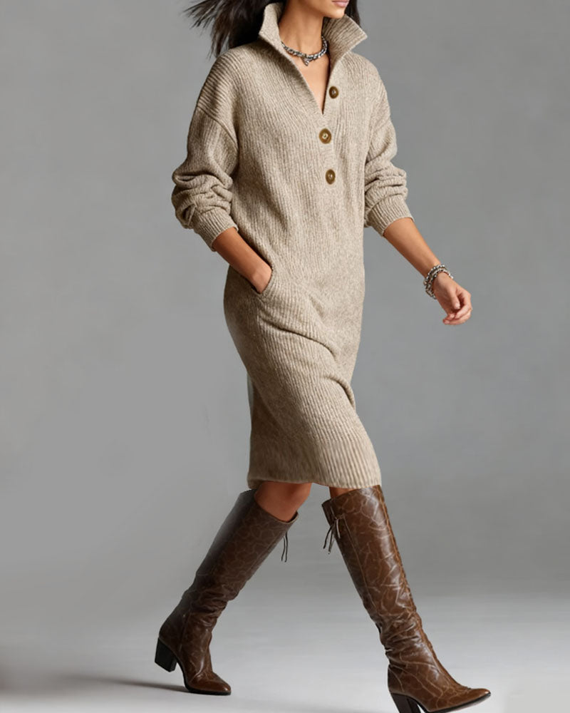 Elegant Pullover Knit Midi Dress - Seldom Seen Styles