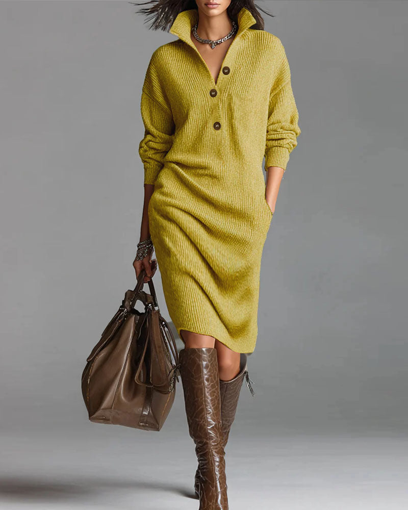 Elegant Pullover Knit Midi Dress - Seldom Seen Styles
