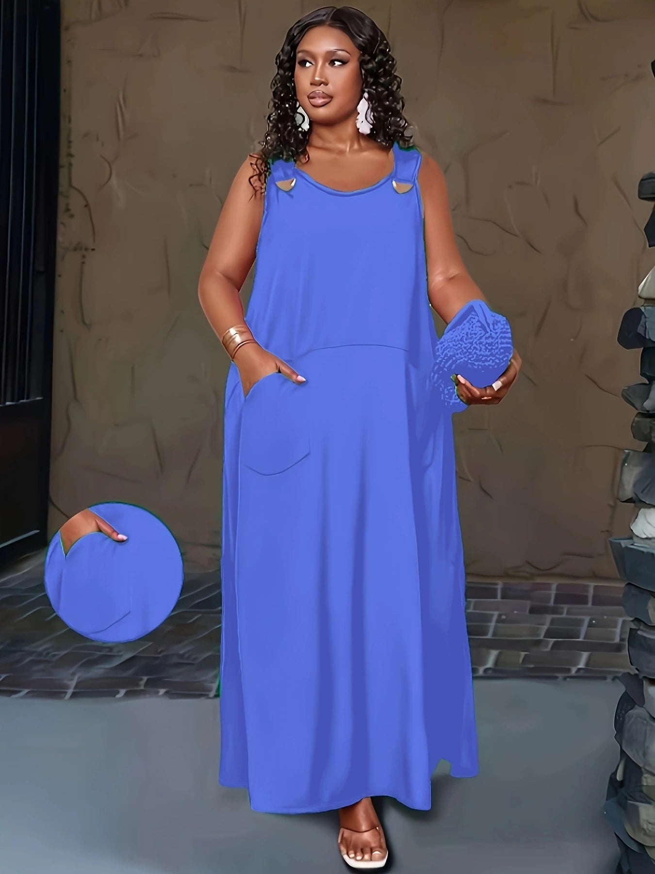 VVZ Women's Loose Plain Dress