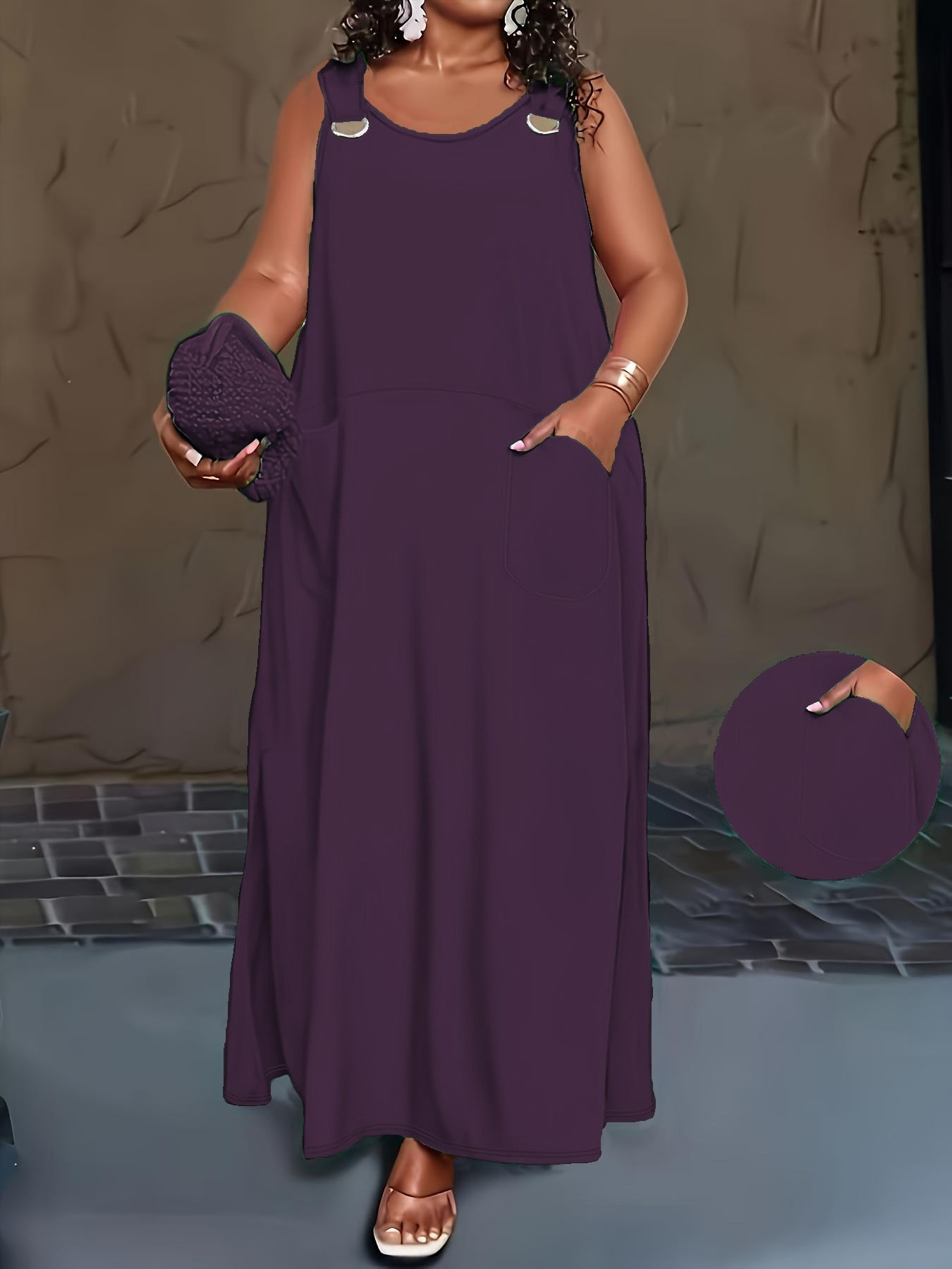 VVZ Women's Loose Plain Dress