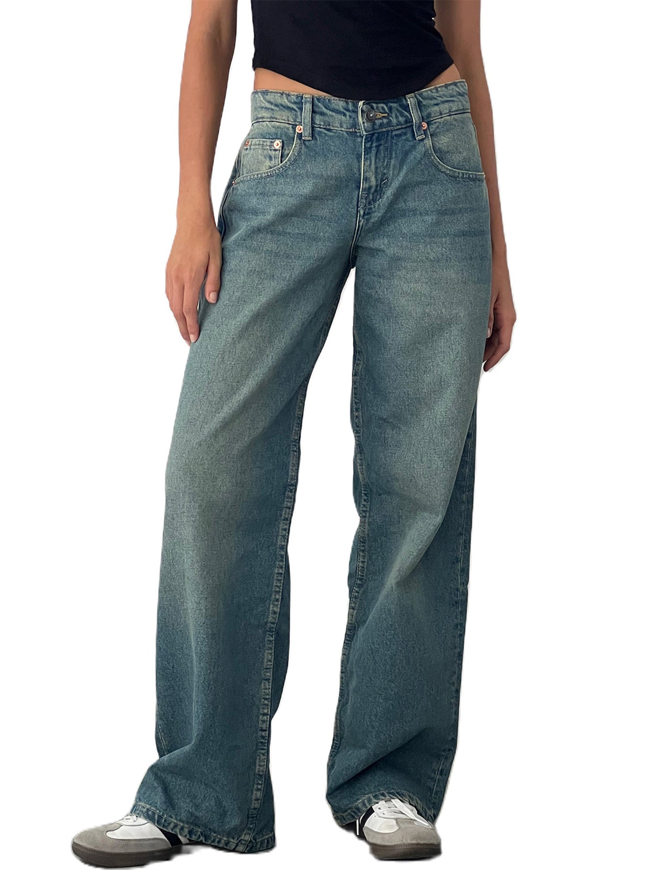 Low Rise Parallel Jeans in Bright Blue - Seldom Seen Styles