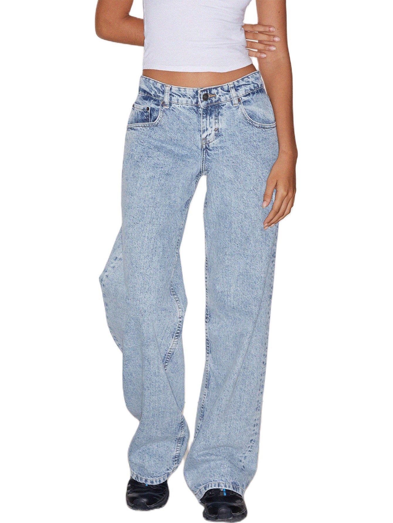 Low Rise Parallel Jeans in Bright Blue - Seldom Seen Styles