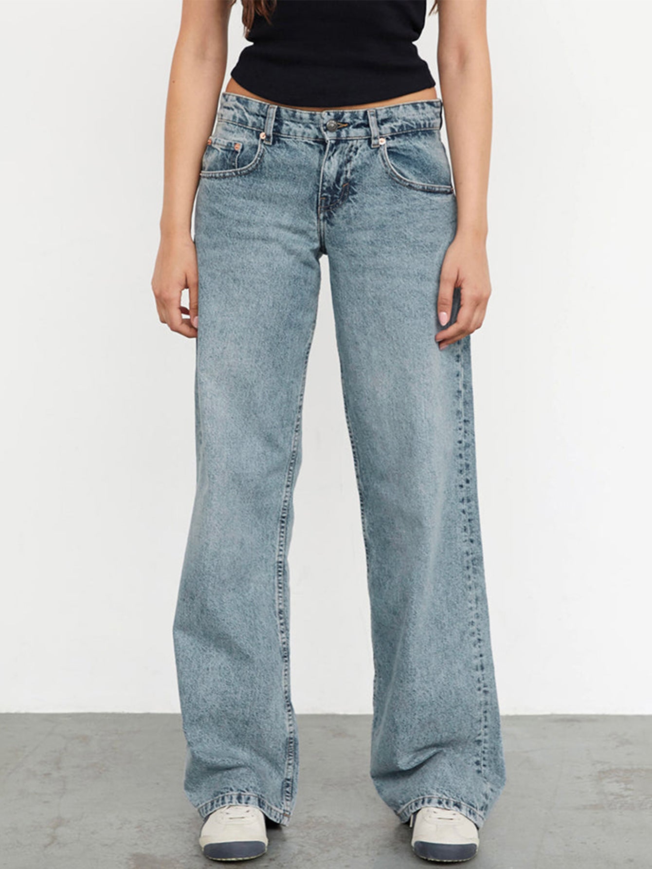 Low Rise Parallel Jeans in Bright Blue - Seldom Seen Styles