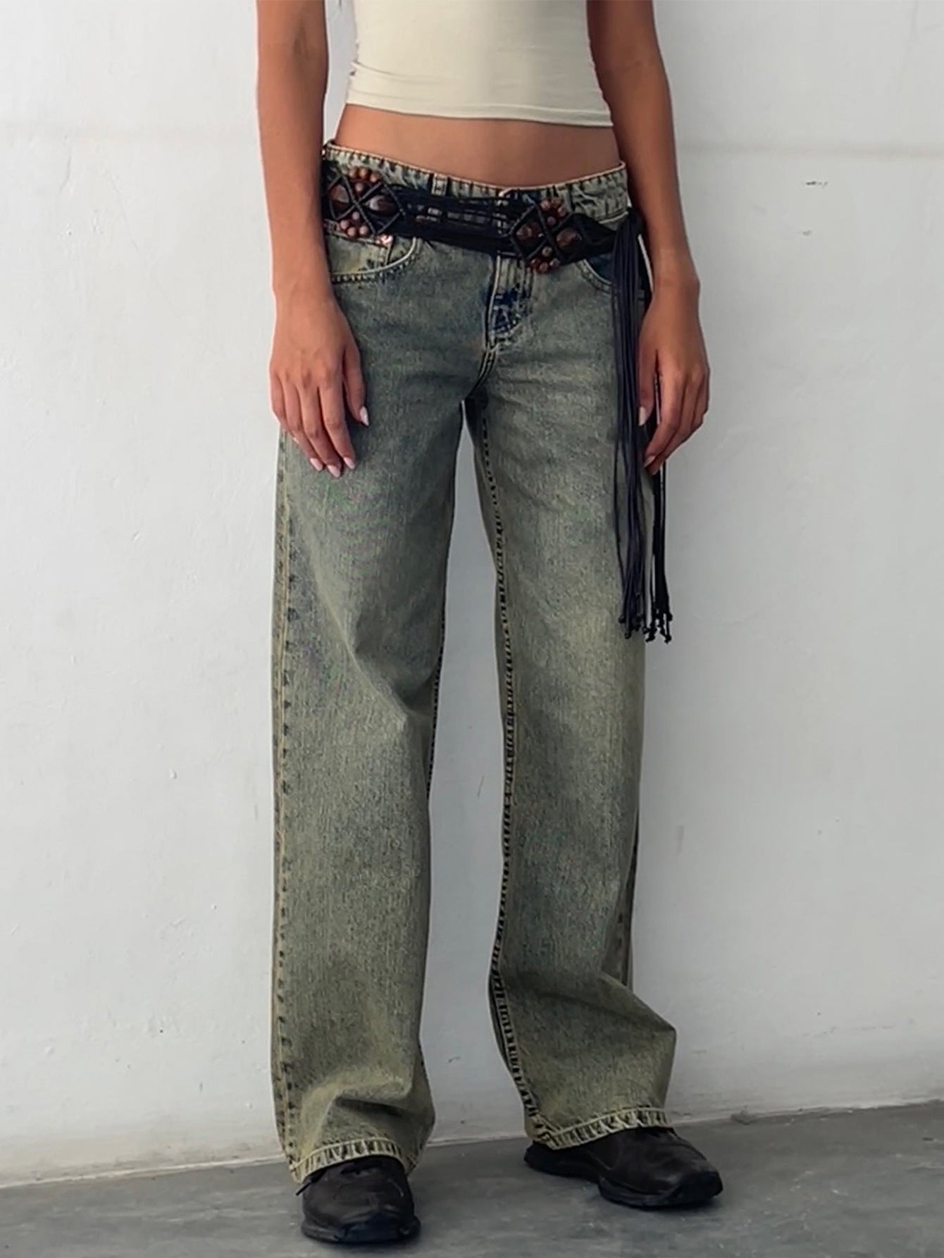 Low Rise Parallel Jeans in Bright Blue - Seldom Seen Styles