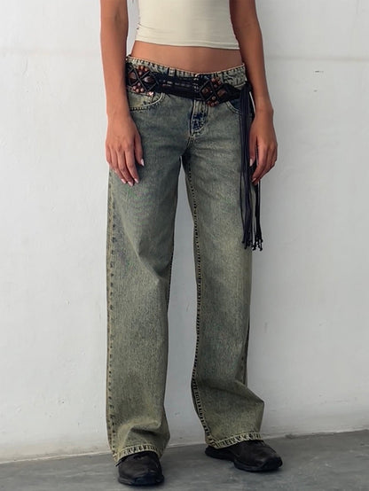 Low Rise Parallel Jeans in Bright Blue