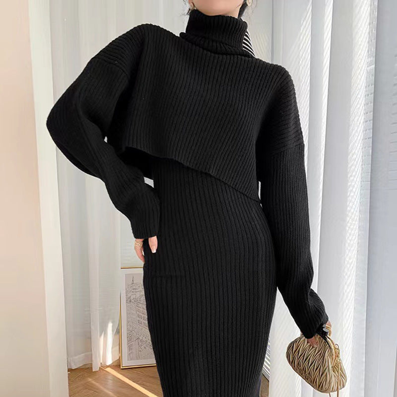 Knitted dress Korean 2023 autumn and winter new style small dress socialite suit winter sweater skirt two-piece suit women