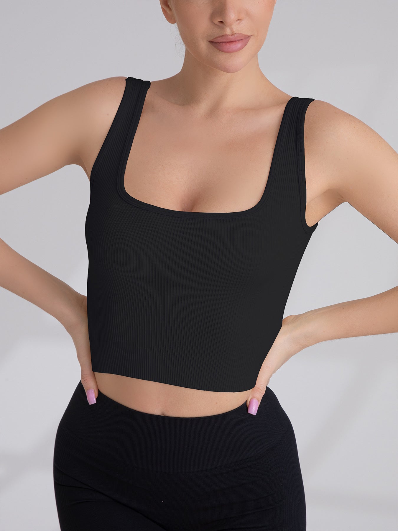 3-teiliges Tanktop für Damen, gerippt, nahtlos, Workout-Trainingsshirts, Yoga-Crop-Tops