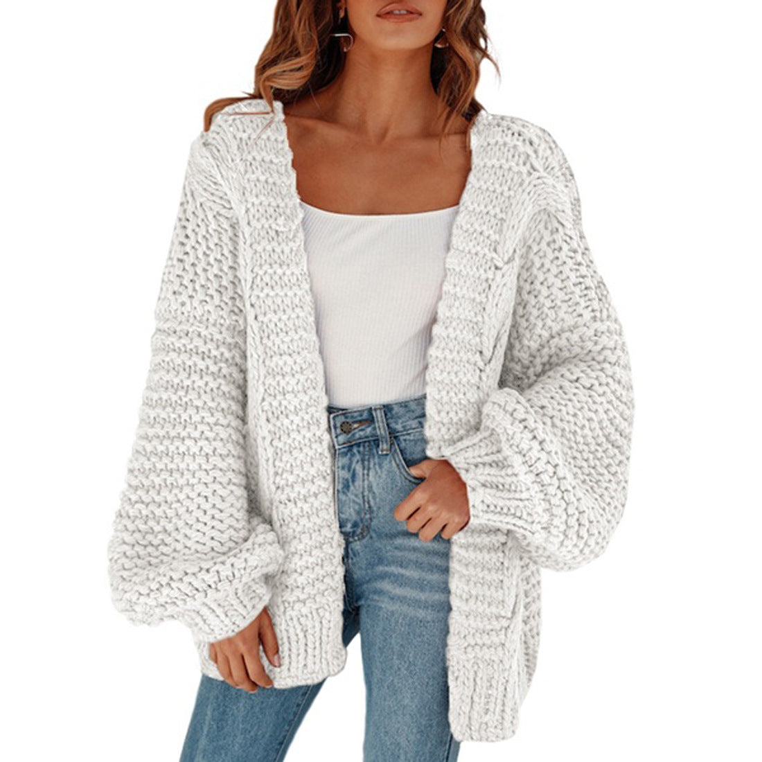 Remikstyt Womens Chunky Cardigan Cable Knit Oversized Open Front Cardigan Sweaters