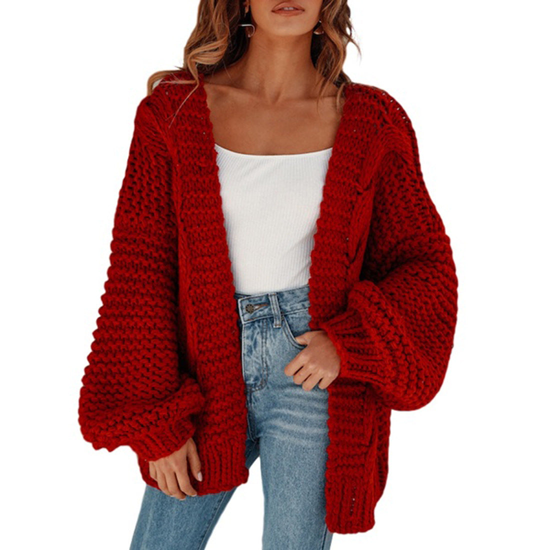 Remikstyt Womens Chunky Cardigan Cable Knit Oversized Open Front Cardigan Sweaters