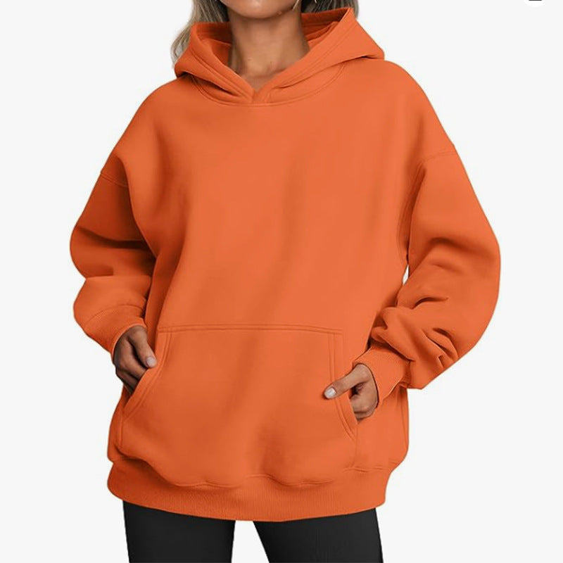 Trendiga Queen Dam Oversized Huvtröjor Fleece Sweatshirts Långärmade Tröjor Pullover Höstdräkter med ficka