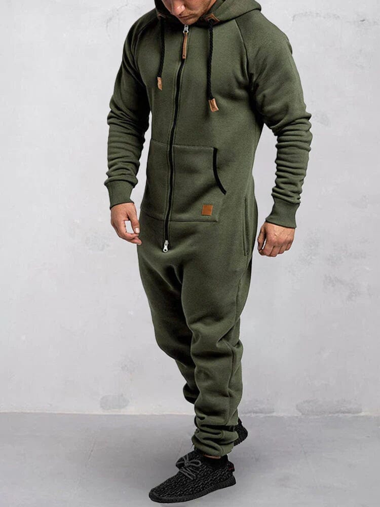 Hooded Fleece Solid Color Jumpsuit Jumpsuit coofandystore 