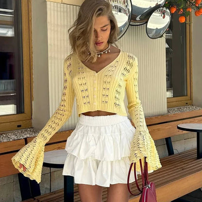 Cardigan Elara – V-Neck Hollow Knit