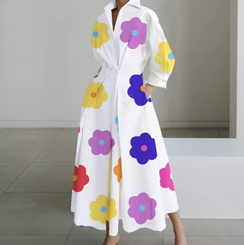 Elegant Button-Down Shirt Dress with Cinched Waist - Seldom Seen Styles