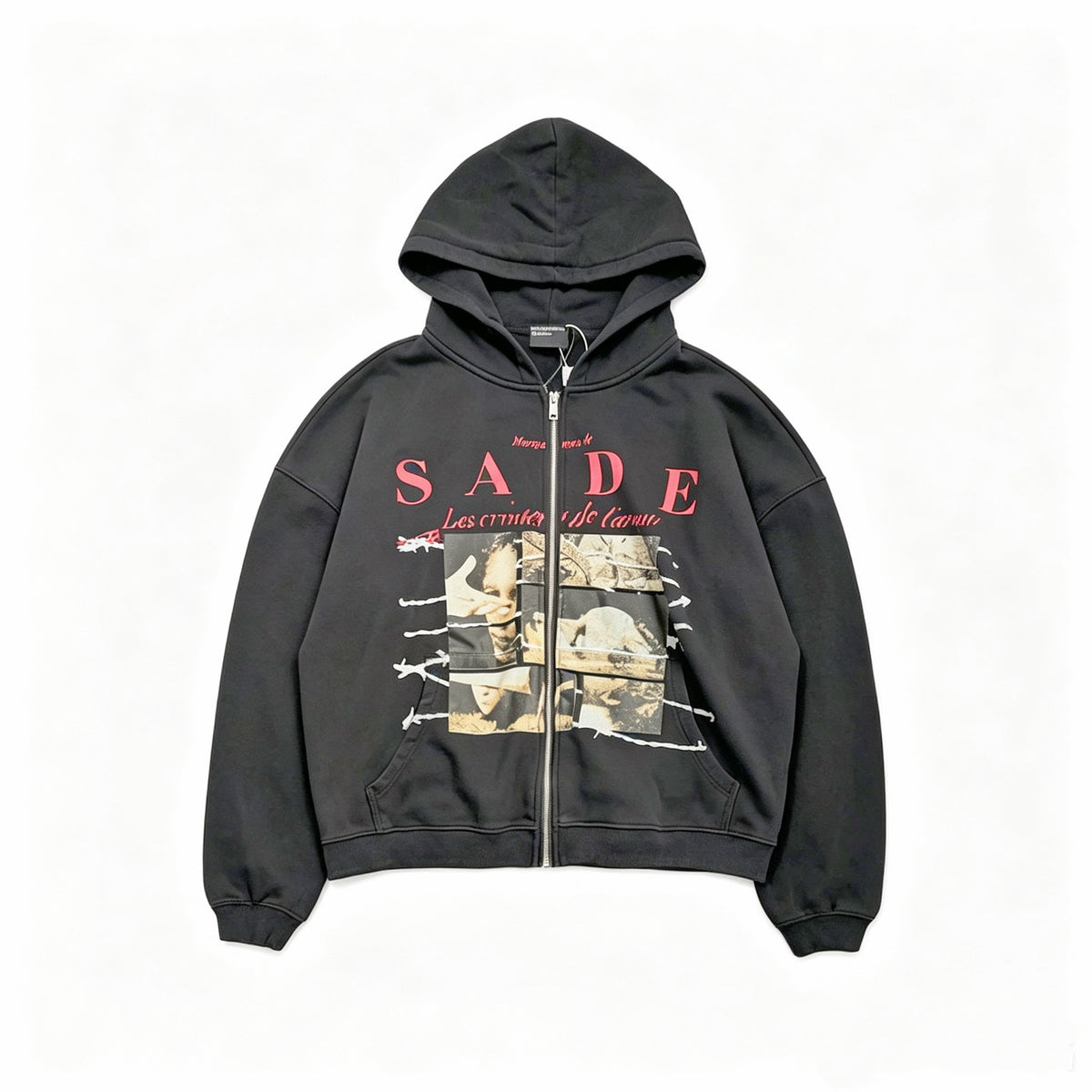 Sade "Les Crimes De L'Amour" Distressed Zip Hoodie - Seldom Seen Styles