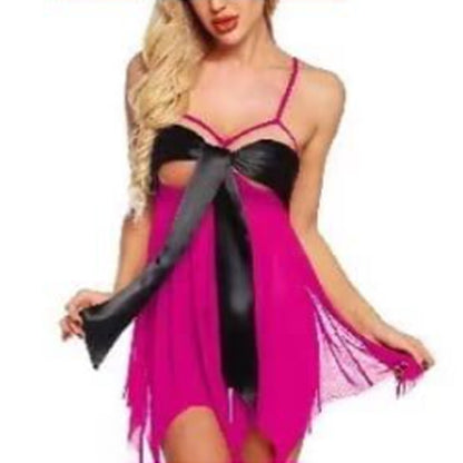 Sajiero Bowknot Sling Front Open Short Lingerie