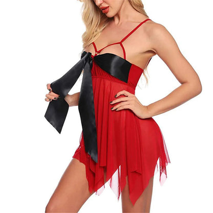 Sajiero Bowknot Sling Front Open Short Lingerie