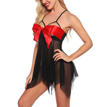 Sajiero Bowknot Sling Front Open Short Lingerie