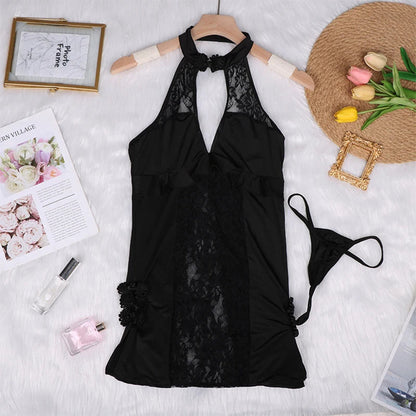 Lingerie sexy en maille à col ouvert Sajiero