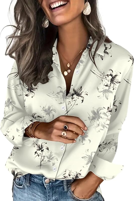 Satin Blouses for Women Silk Button Down Shirts Long Sleeve Business Casual Tops - Seldom Seen Styles