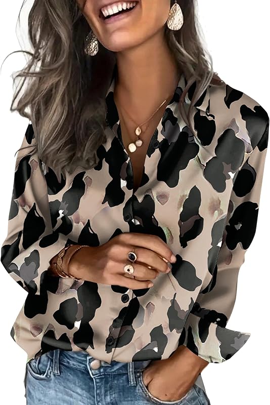 Satin Blouses for Women Silk Button Down Shirts Long Sleeve Business Casual Tops - Seldom Seen Styles