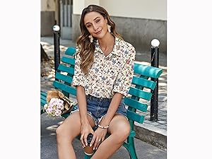 Satinblusen für Damen Seidenblusen Hemden mit Knöpfen Langarm Business Casual Oberteile