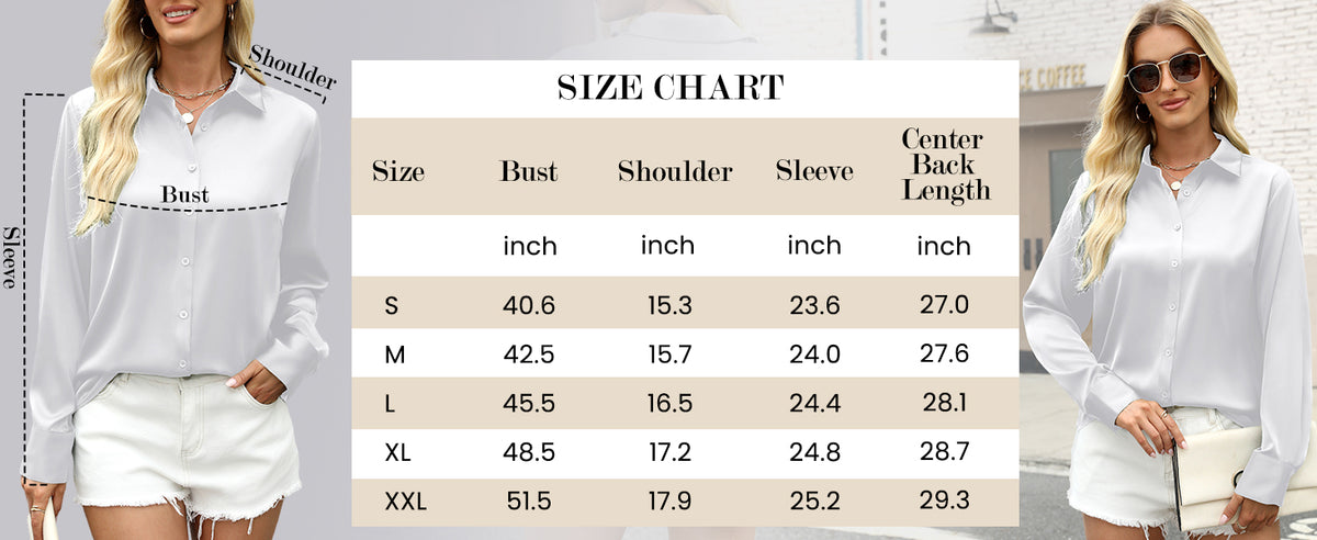 Satin Blouses for Women Silk Button Down Shirts Long Sleeve Business Casual Tops - Seldom Seen Styles