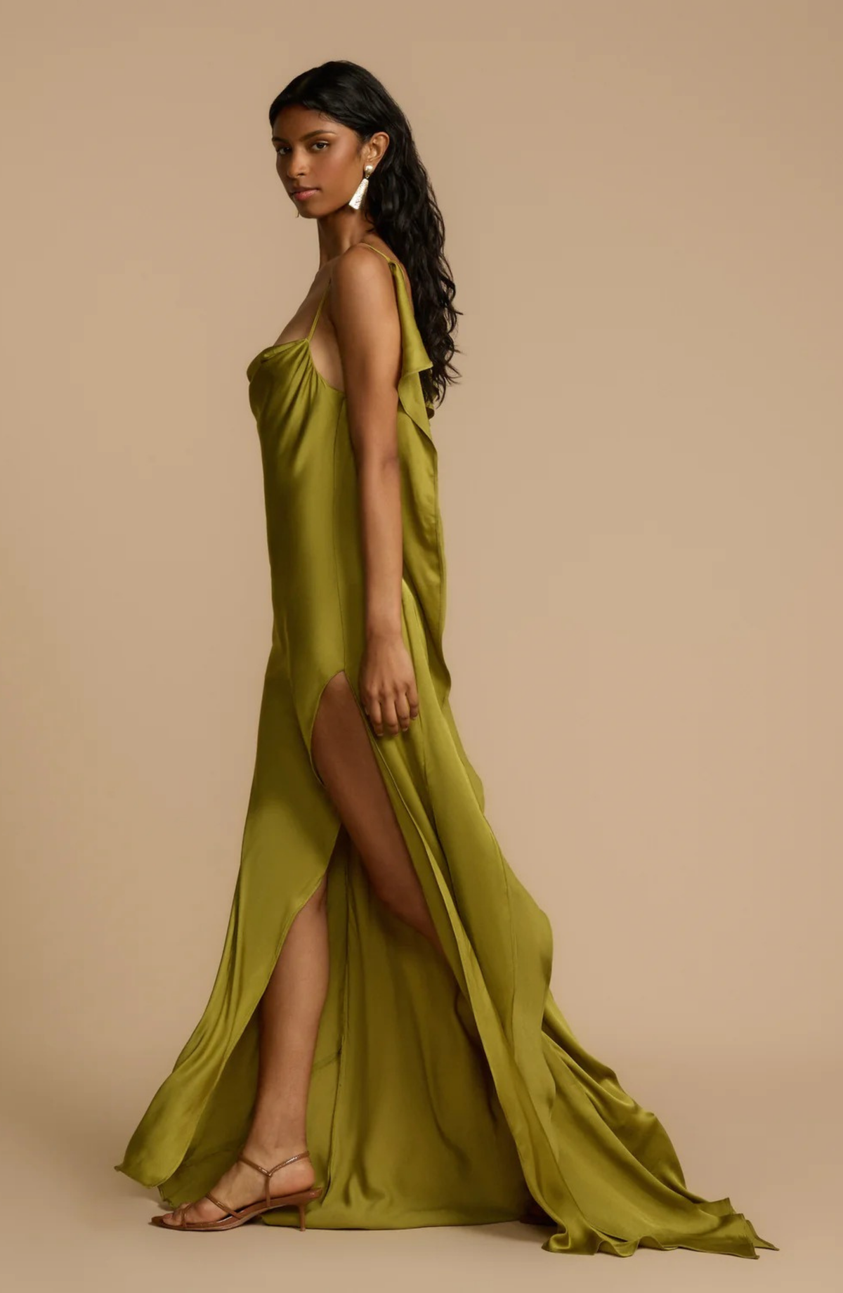 Satin Side High Slit Maxi Dress - Seldom Seen Styles