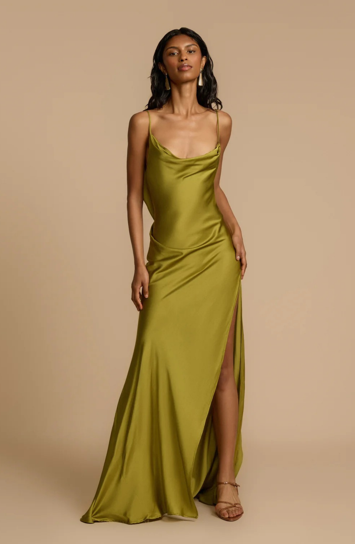 Satin Side High Slit Maxi Dress - Seldom Seen Styles