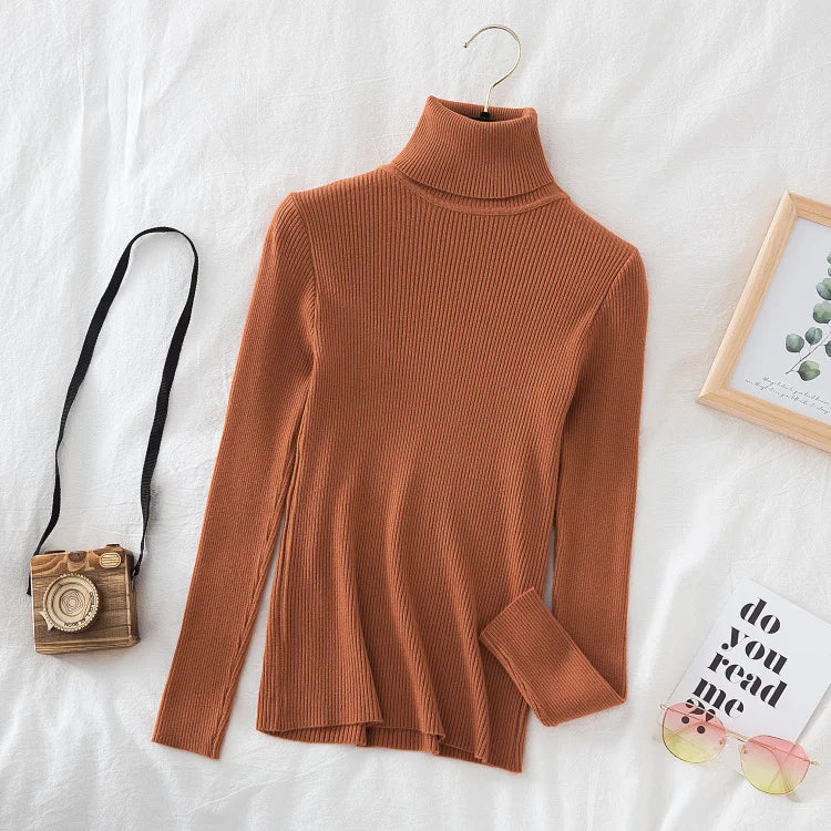 Women Spring Turtleneck Sweater Knitted Soft Pullovers cashmere Jumpers Basic Solid Soft Sweaters Women Autumn Winter Casual Top