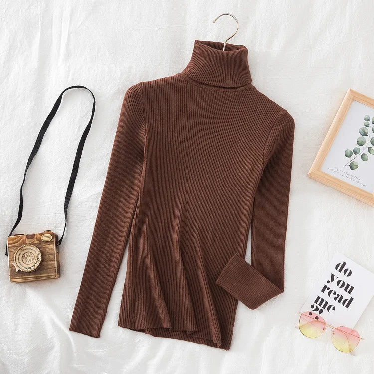 Women Spring Turtleneck Sweater Knitted Soft Pullovers cashmere Jumpers Basic Solid Soft Sweaters Women Autumn Winter Casual Top