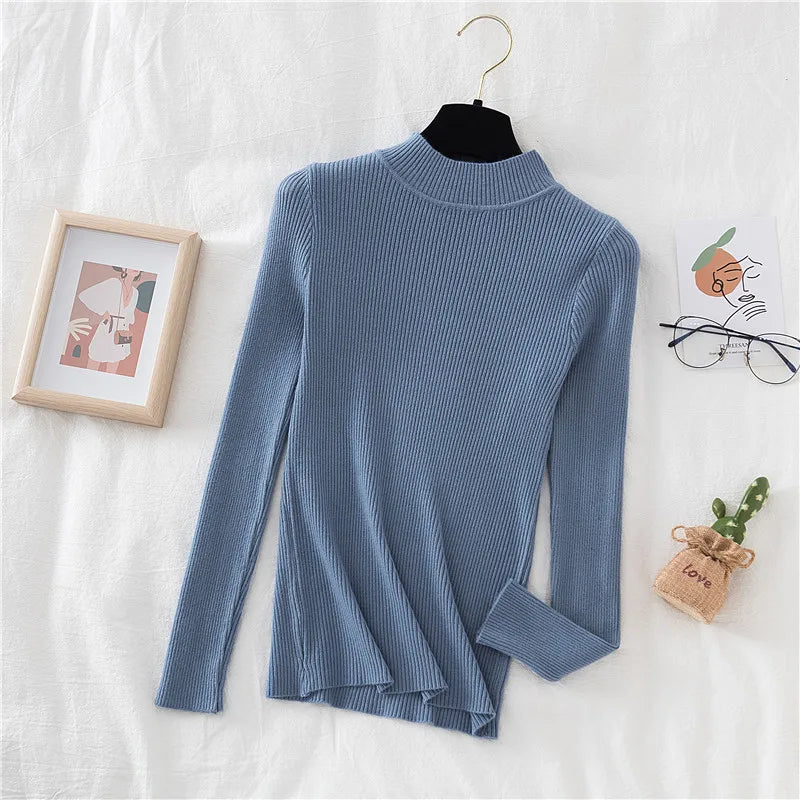 Women Spring Turtleneck Sweater Knitted Soft Pullovers cashmere Jumpers Basic Solid Soft Sweaters Women Autumn Winter Casual Top