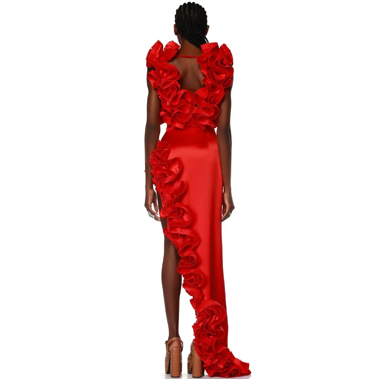 Red Flower Bodysuit and side slit maxi skirt - Seldom Seen Styles