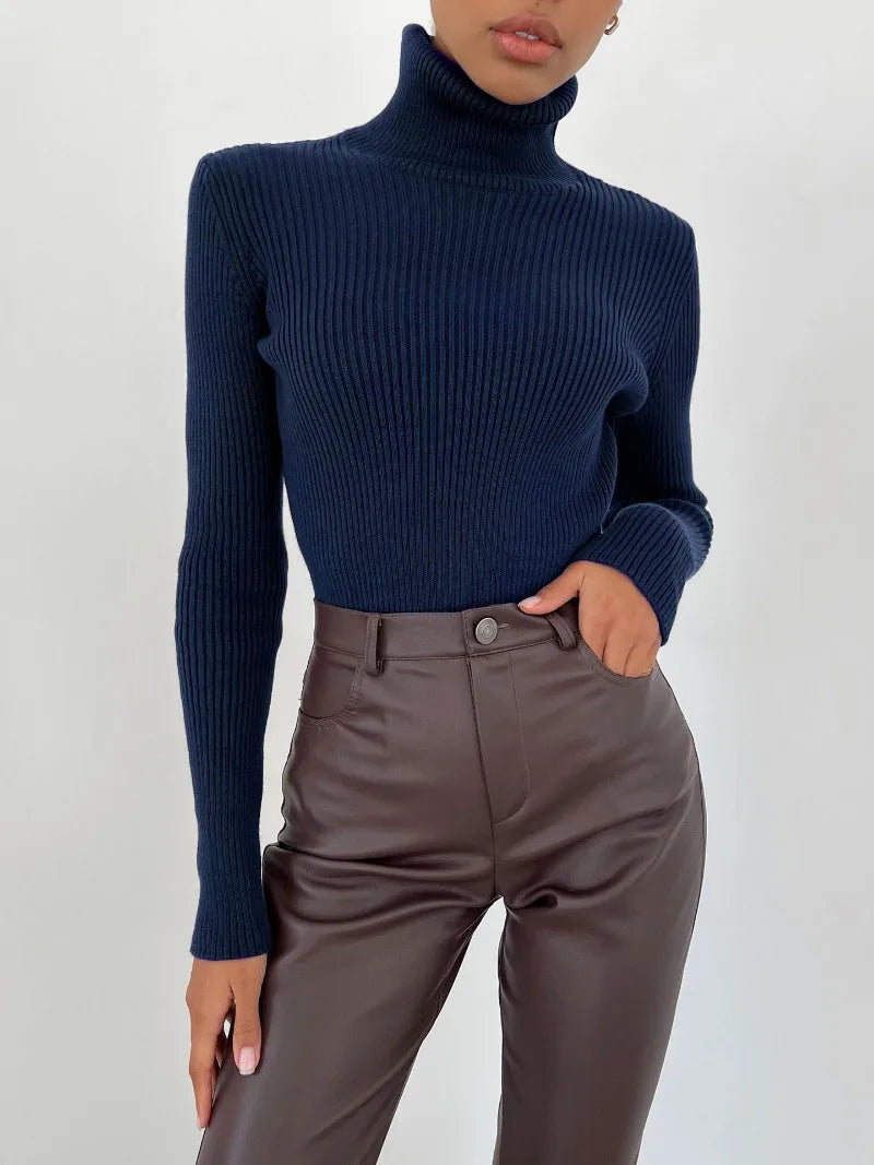 Bornladies Basic Turtleneck Dam Tröjor Höst Vinter Toppar Slim Dam Pullover Stickad Tröja Jumper Soft Warm Pull