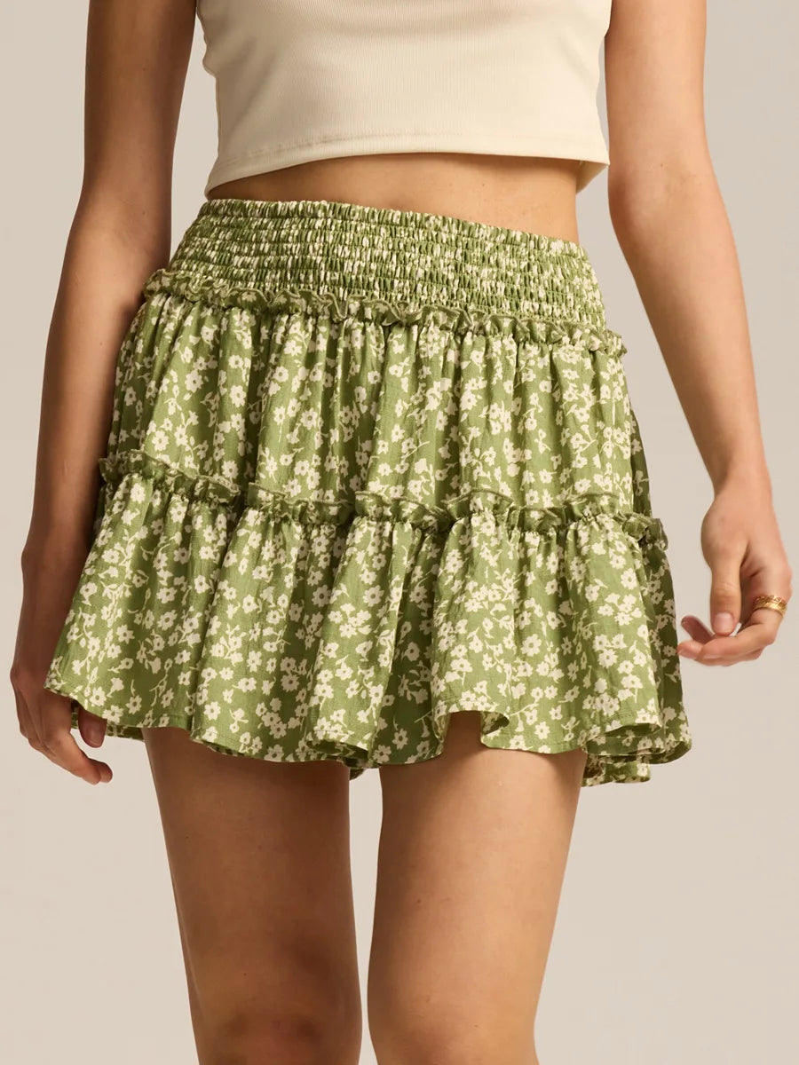 Cyflymder  Elegant Womenswear High Waist Elastic Skort Pants Lined A-Line Short Skort Fashion High Quality Shirred Skort Mini Skirt - Seldom Seen Styles