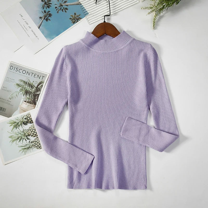 Women Spring Turtleneck Sweater Knitted Soft Pullovers cashmere Jumpers Basic Solid Soft Sweaters Women Autumn Winter Casual Top