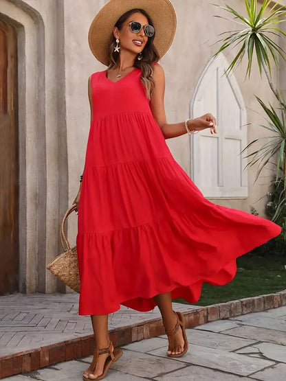 Women’s Dress | V-Neck Tiered Maxi
