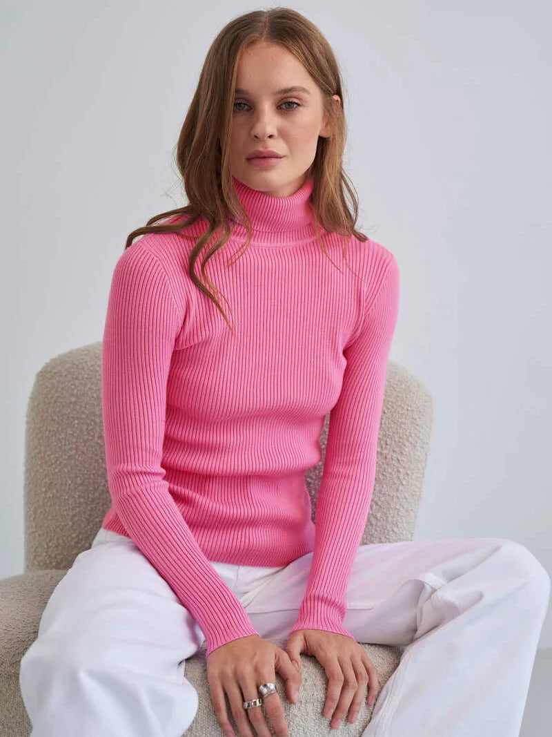 Bornladies Basic Turtleneck Dam Tröjor Höst Vinter Toppar Slim Dam Pullover Stickad Tröja Jumper Soft Warm Pull