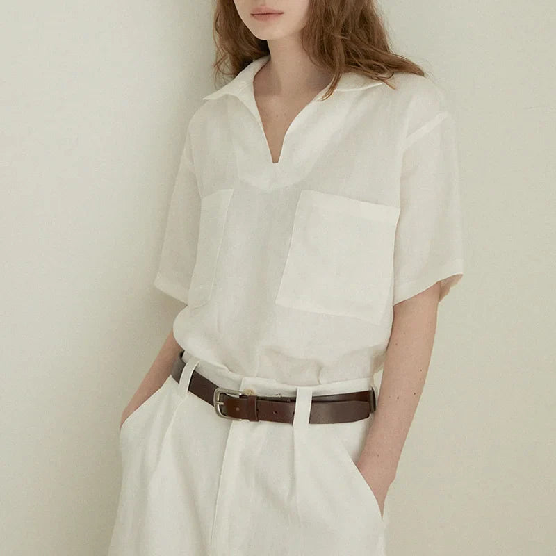 The Easy Linen Polo Top