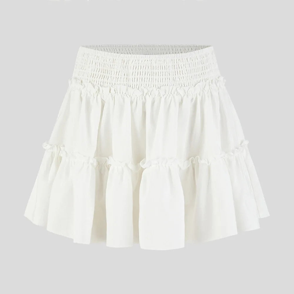 Cyflymder  Elegant Womenswear High Waist Elastic Skort Pants Lined A-Line Short Skort Fashion High Quality Shirred Skort Mini Skirt - Seldom Seen Styles
