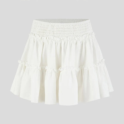 Cyflymder Élégante Jupe-short à Taille Haute Élastique pour Femme, Doublée, Coupe Évasée, Mode, Qualité Supérieure, Jupe Courte Fronsée